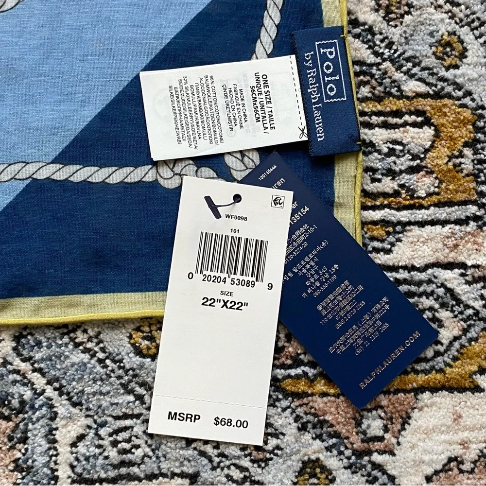 Ralph Lauren Polo Bear Scarf in Blue and Yellow